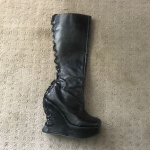 Demonia black vegan leather platform boots